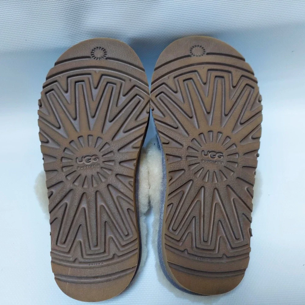 UGG Kids Slippers Size 13 Grey Minimalist Cable Knit Shearling Coquette Shoes